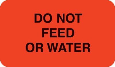 Medical Arts Press® Diet and Medical Alert Labels, Do Not Feed or Water, Fluorescent Red, 7/8x1-1/2