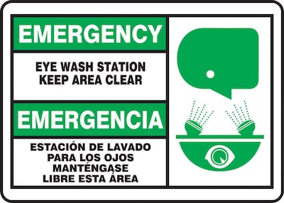 Accuform EMER EYEWASH STN Plastic Safety Sign, 10 x 14 (SBMFSD927MVP)