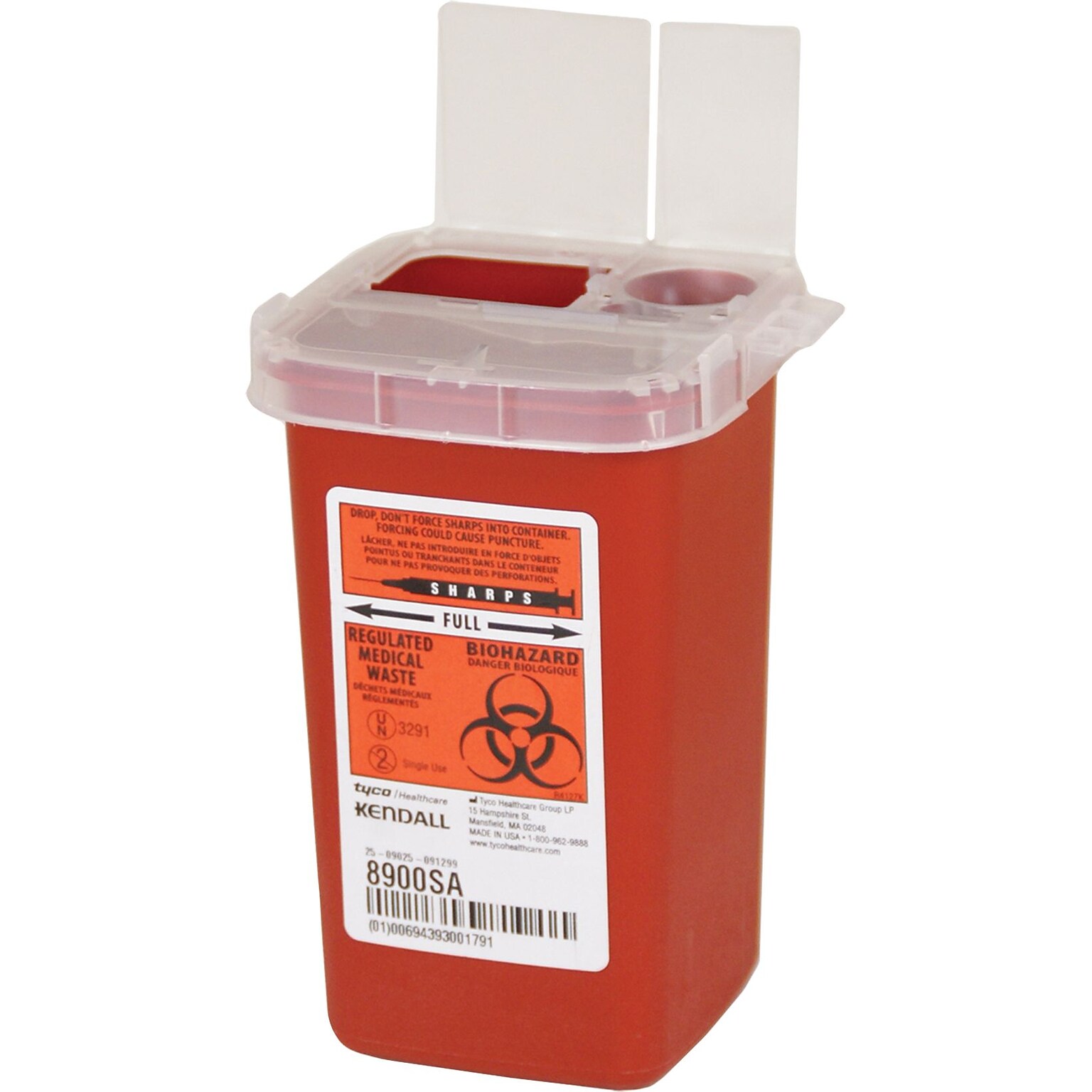 Kendall Sharps Containers, 1 Quart with Clear Lid, 10/Box (SR1Q100900)