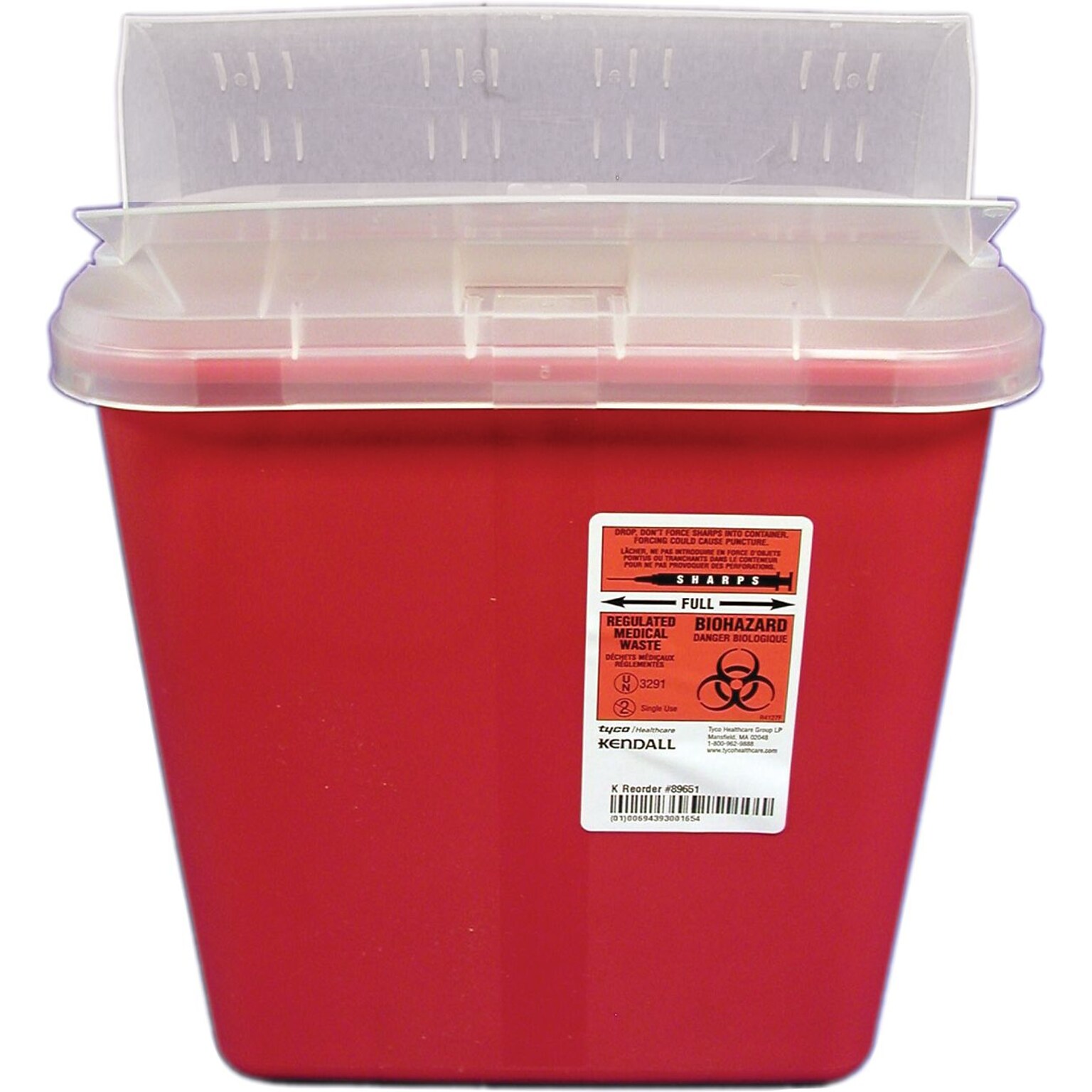 Medical Arts Press Kendall/Covidien Sharps Plastic Container with Clear Lid, 2-Gallon Capacity, Red
