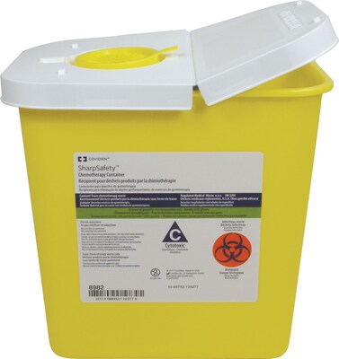 Chemotherapy Sharps Containers, 2 Gallon, Hinged Lid