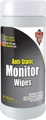Falcon® Dust-Off® Anti-Static Screen/Monitor Cleaning Wipes, Pop-Up Tub, 80 Pack