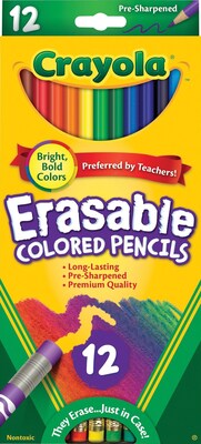 Crayola Erasable Colored Pencils, Assorted Colors, 12/Bundle, 6