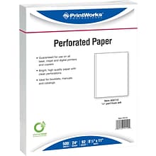 Printworks® Professional 8.5 x 11, Perforated Paper, 24 lbs., 92 Brightness, 2500 Sheets/Carton (0