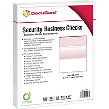 Paris DocuGard® 8 1/2 x 11 24 lbs. Standard Security Business Top Check Paper, Burgundy, 2500/Case