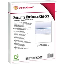 Paris DocuGard Standard 8.5 x 11 Business Security Check In Middle, 24 lbs., Blue, 500 Sheets/Ream