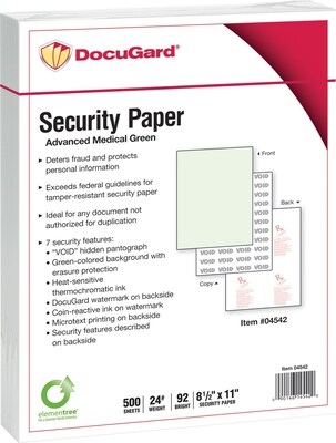 Paris DocuGard Medical Security Paper, 8.5 x 11, 25 lbs., Blue, 500 Sheets/Ream, 2500/Carton (0454