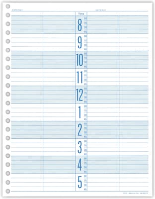 Undated Appointment Book Refills; 8am-6pm, 15 Minute Intervals