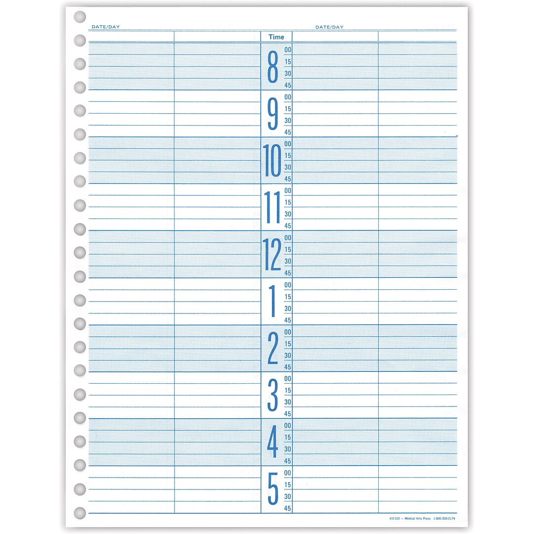 Undated Appointment Book Refills; 8am-6pm, 15 Minute Intervals | Quill.com