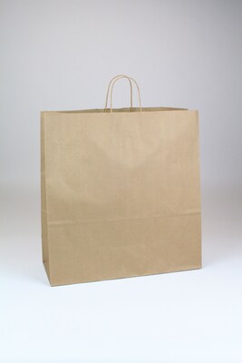 Jumbo Shopper 18 x 18 x 7 Kraft Paper Shopping Bags, Brown, 200/Carton (KRAFT18718)