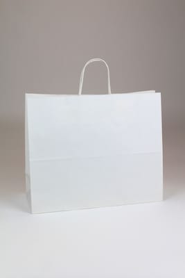 Vouge Shopper Kraft Paper Shopping Bag, White, 250 Bags/Carton (WHITE16613)