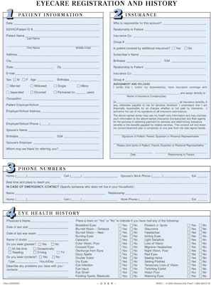 Medical Arts Press® Eye Care Registration Form, Numbered Sections