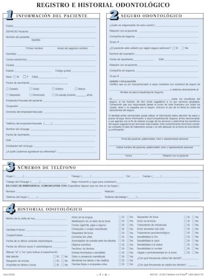 Medical Arts Press® Dental Registration Forms Featuring Updates Section; Sky Blue, Spanish