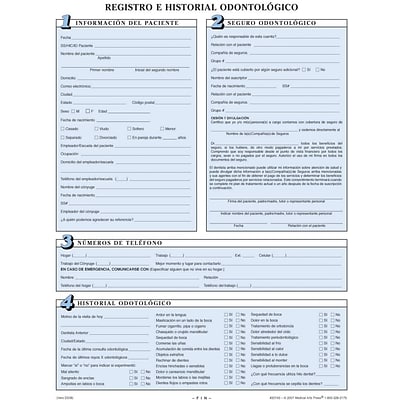 Medical Arts Press® Dental Registration Forms Featuring Updates Section; Sky Blue, Spanish
