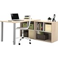 i3 by Bestar L- Shaped desk in Northern Maple and Sandstone
