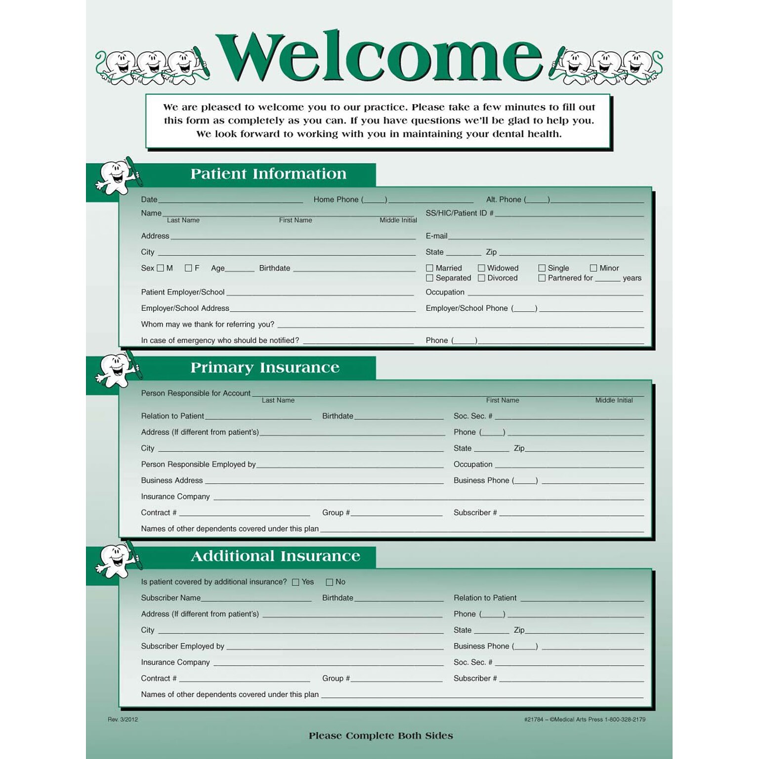 Medical Arts Press Registration Form; Smile Team