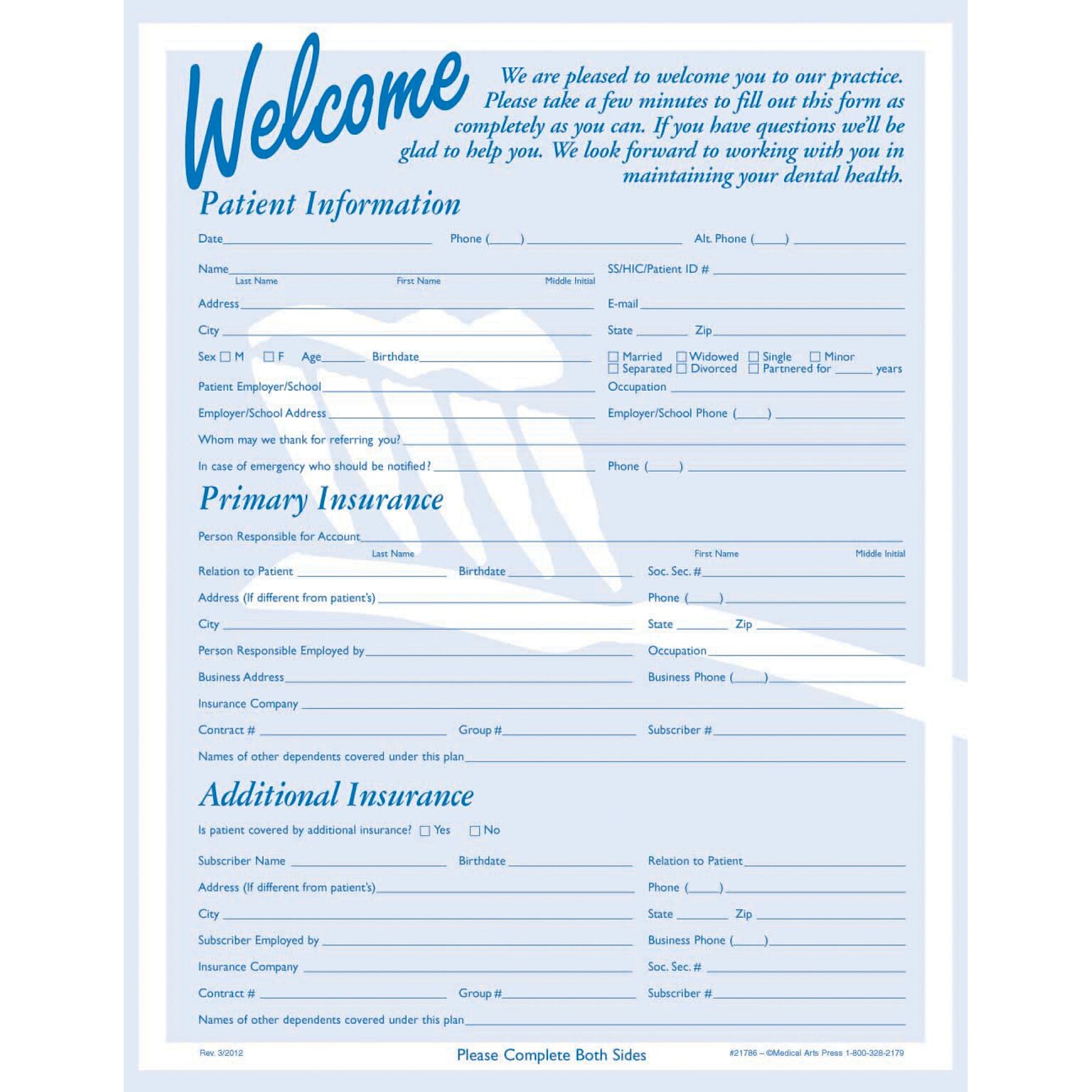 Medical Arts Press Registration Forms without Updates Section ; Brush Silhouette