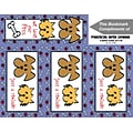 Graphic Image 3-Up Laser Postcards with Bookmark, Animated Dog and Cat, Bone and Yarn Border, 150 Po