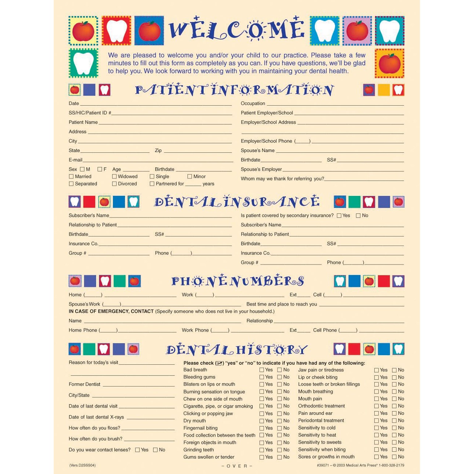 Medical Arts Press® Patient Registration and History Form