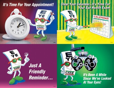 Eye Guy® Assorted Laser Postcards, Time for Appointment, 100/Pk