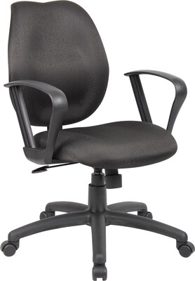 Boss Mid-Back Task Chair with Loop Arms, Black (B1015-BK)
