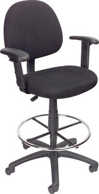 Boss® Drafting Stool w/ Adjustable Arms and Footring; Black