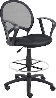 Boss® Mesh Drafting Stool w/ Loop Arms; Black