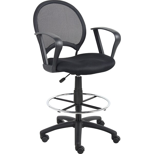 Boss® Mesh Drafting Stool w/ Loop Arms; Black