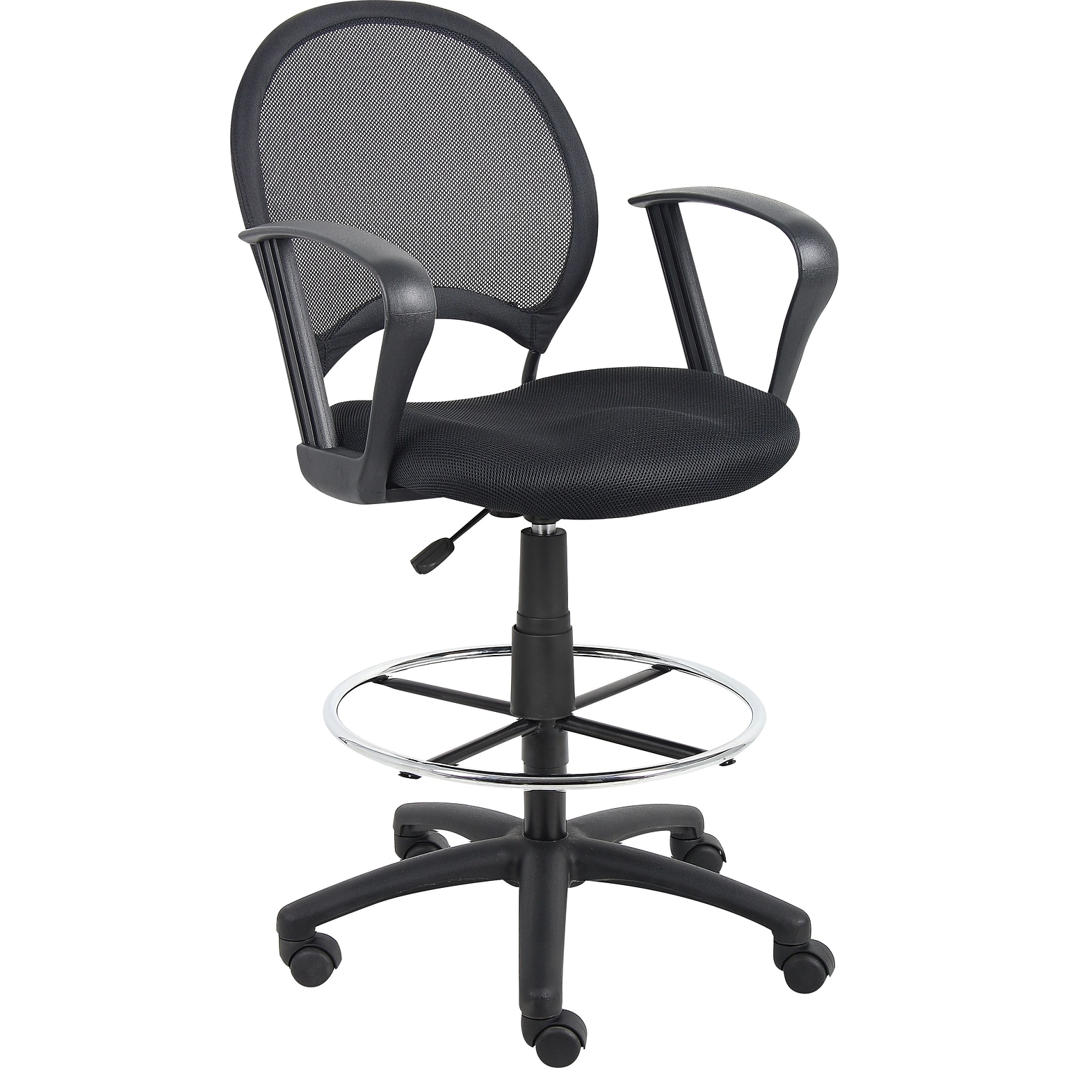 Boss® Mesh Drafting Stool w/ Loop Arms; Black