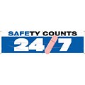 ACCUFORM SIGNS® Motivational Safety Banner, SAFETY COUNTS 24/7, 28 x 8-ft, Reinforced Vinyl, Each
