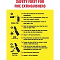 ACCUFORM SIGNS® Safety Poster, SAFETY FIRST FOR FIRE EXTINGUISHERS, 12x9, Laminated Flex Plastic