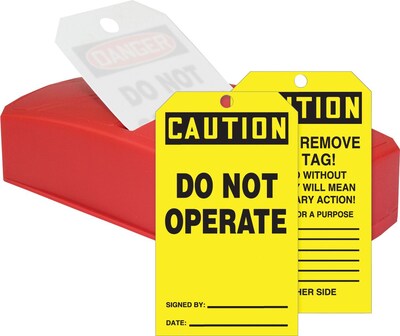 ACCUFORM SIGNS® QuickTags™ Dispenser & Tags, CAUTION DO NOT OPERATE, 6¼ x 3, PF-Cardstock, Set