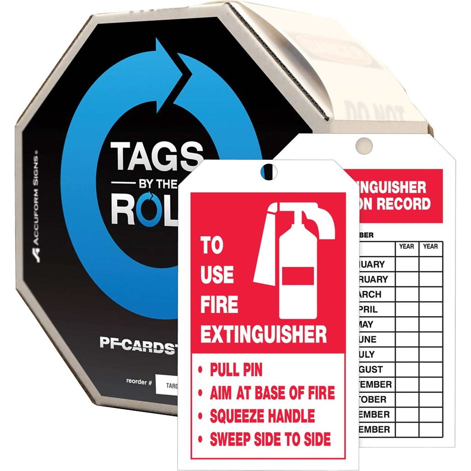 Accuform Tag By-The-Roll; TO USE FIRE EXTINGUISHER INSPECTION RECORD, 6¼x3 Cardstock 100/Roll (TAR712)