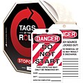 ACCUFORM SIGNS® Tags By-The-Roll, DANGER DO NOT START, 6¼ x 3, PF-Cardstock, 100/RL