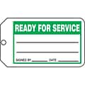 Accuform Production Control Tag, READY FOR SERVICE, 5¾ x 3¼, RP-Plastic, 25/Pack (MMT327PTP)