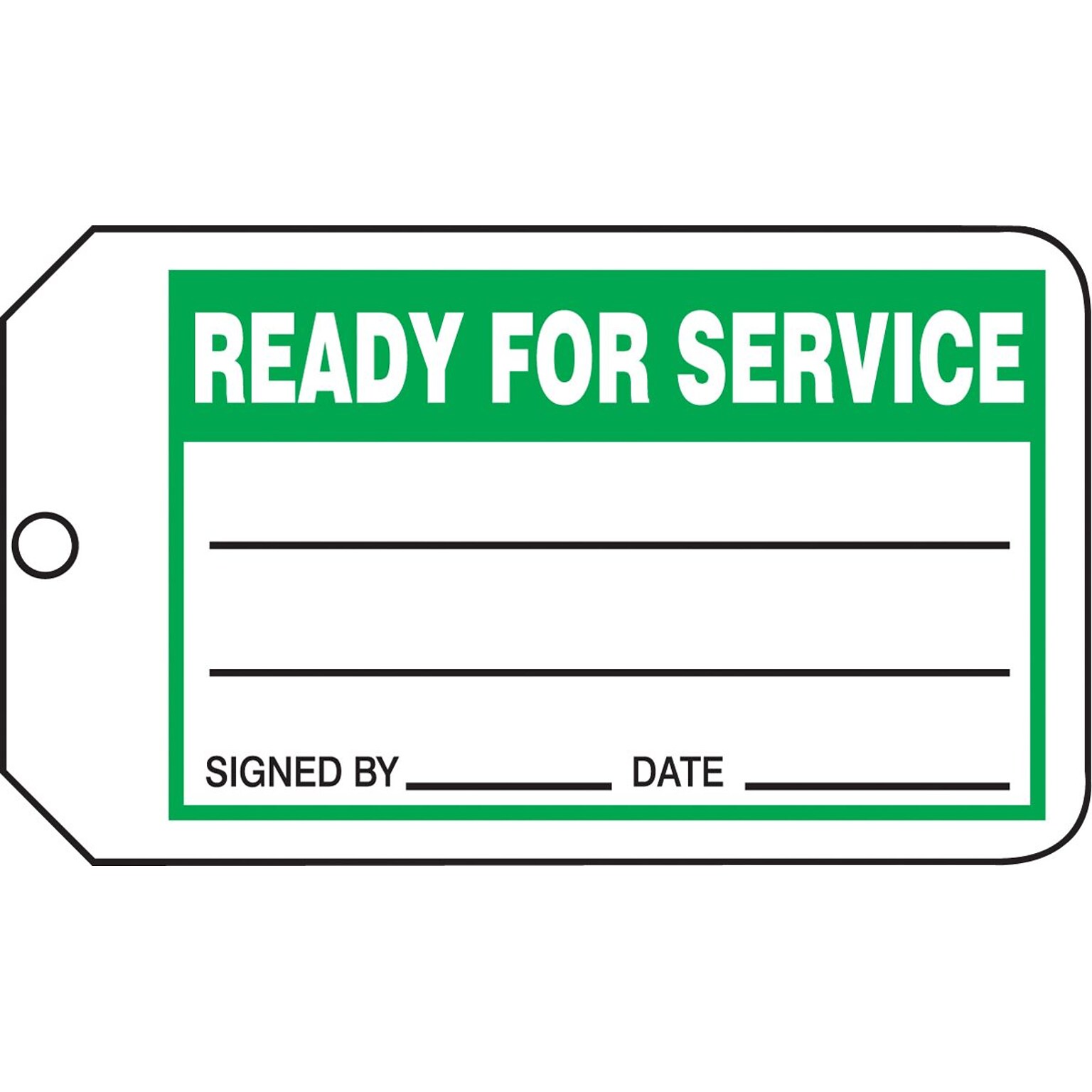 ACCUFORM SIGNS® Production Control Tag, READY FOR SERVICE, 5¾ x 3¼, RP-Plastic, 25/Pk