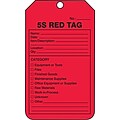 Accuform Production Control Tag, 5S RED TAG, 5 3/4 x 3 1/4, RP-Plastic, 25/Pack (MMT105PTP)