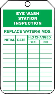 Accuform Safety Tag, EYE WASH STATION INSPECTION, 5 3/4 x 3 1/4, RP-Plastic, 25/Pack (TRS245PTP)