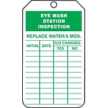 ACCUFORM SIGNS® Safety Tag, EYE WASH STATION INSPECTION, 5¾ x 3¼, RP-Plastic, 25/Pk