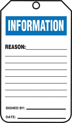 Accuform Safety Tag, INFORMATION, 5 3/4 x 3 1/4, PF-Cardstock, 25/Pack (TRS241CTP)