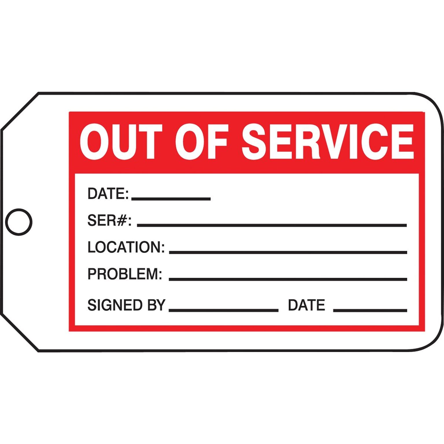 Accuform Production Control Tag, OUT OF SERVICE, 5 3/4 x 3 1/4, PF-Cardstock, 25/Pack (MMT330CTP)