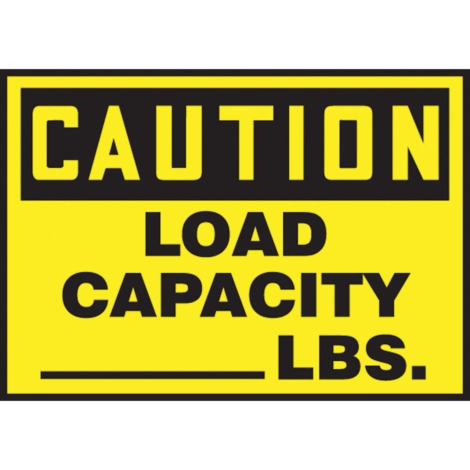 Accuform Safety Label, CAUTION LOAD CAPACITY _____ LBS., 3 1/2 x 5, Adhesive Vinyl, 5/Pack (LVHR602VSP)