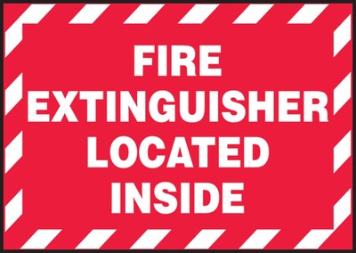 Accuform Safety Label, FIRE EXTINGUISHER LOCATED INSIDE, 3 1/2 x 5, Adhesive Vinyl, 5/Pack (LVHR565VSP)