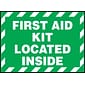 Accuform Safety Label, FIRST AID KIT LOCATED INSIDE, 3 1/2" x 5", Adhesive Vinyl, 5/Pack (LVHR560VSP)