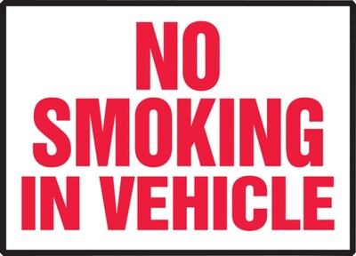 Accuform Safety Label, NO SMOKING IN VEHICLE, 3 1/2 x 5, Adhesive Vinyl, 5/Pack (LSMK551VSP)