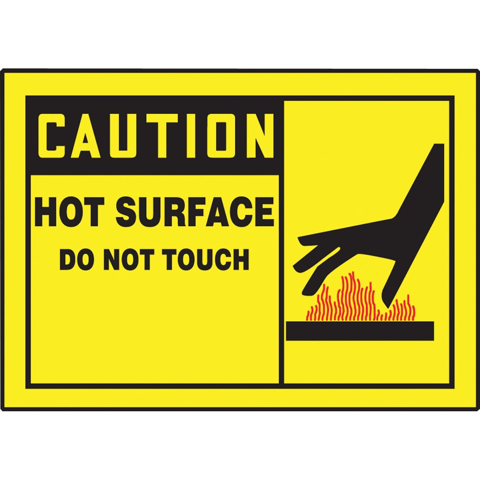 Accuform Safety Label, CAUTION HOT SURFACE DO NOT TOUCH, 3 1/2 x 5, Adhesive Vinyl, 5/Pack (LEQM647VSP)