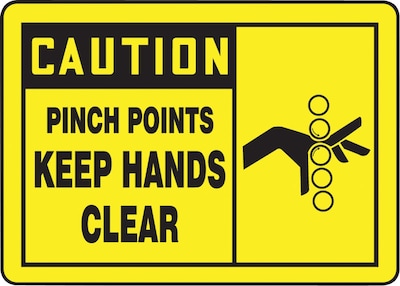 ACCUFORM SIGNS® Safety Label, CAUTION PINCH POINTS KEEP HANDS CLEAR, 3½ x 5, Adhesive Vinyl, 5/Pk