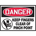 ACCUFORM SIGNS® Safety Label, DANGER KEEP FINGERS CLEAR OF PINCH POINT, 3½x5, Adhesive Vinyl, 5/Pk