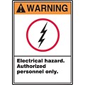 ACCUFORM SIGNS® Label, WARNING ELECTRICAL HAZARD AUTHORIZED PERSONNEL, 5x3½, Adhesive Vinyl, 5/Pk