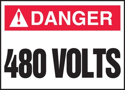 Accuform Safety Label, DANGER 480 VOLTS, 2 1/2 x 3 1/2, Adhesive Vinyl, 5/Pack (LELC174VSP)